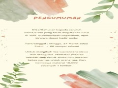 Info terbaru bagi Calon Siswa baru SmkUnggulan Muhammadiyah Pga