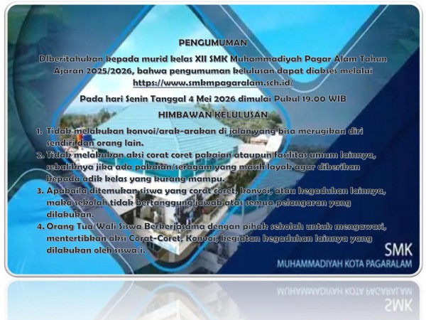 Pemberitahuan Kelulusan Murid kelas XII TA 2025/2026